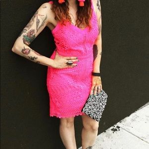 Adelyn Rae Hot Pink Eyelet dress